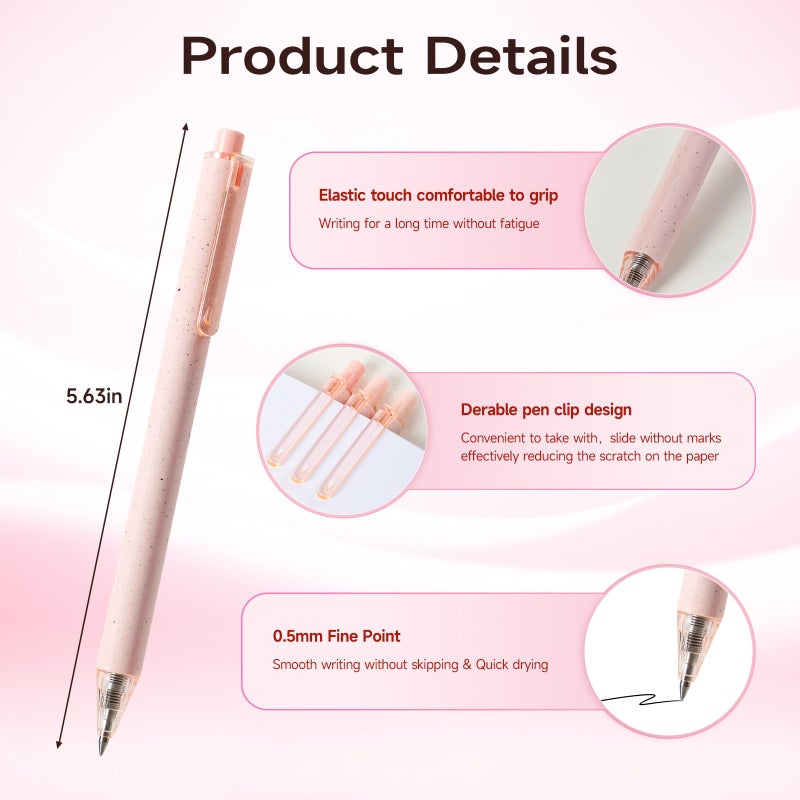 RIANCY Premium Pink Gel Pens - Smooth Writing, Quick Dry, Set of 12 - Ideal for Journaling, Note-Taking, Art Supplies - Image 3